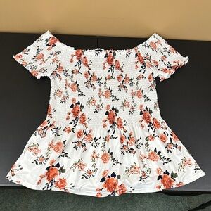 rue+ Floral Off-Shoulder Smocked Top
